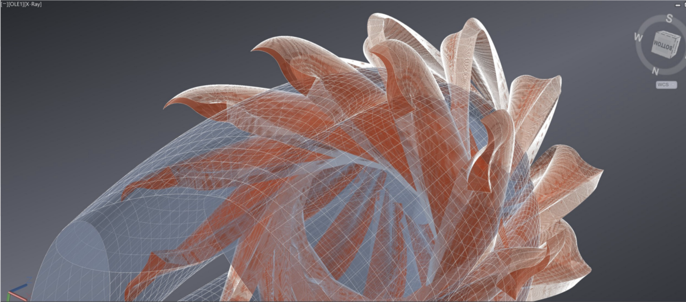 HYBRIDS, still of digital model, artwork by Felice Grodin